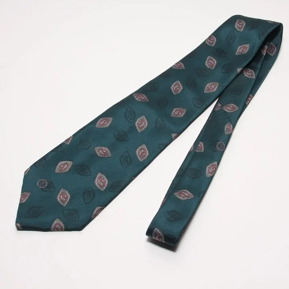 Vintage Halston III Green Paisley Print Tie 4